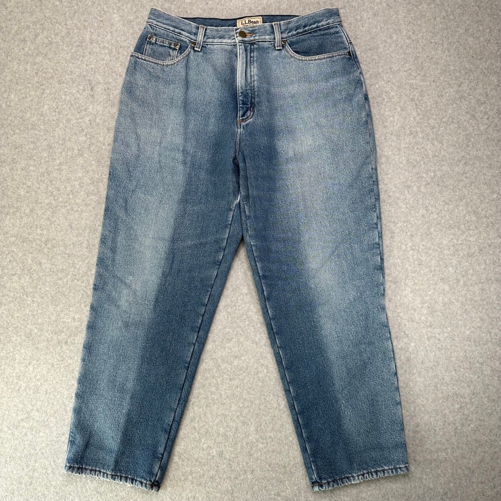 VTG L.L.Bean Original Fit Relaxed Fleece Lined Jeans Womens‎ 16 Petite Faded